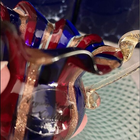 Vase hand blow mini shot with gold venetian, glass NYC 1993 on 5th Ave mine - Picture 4 of 9